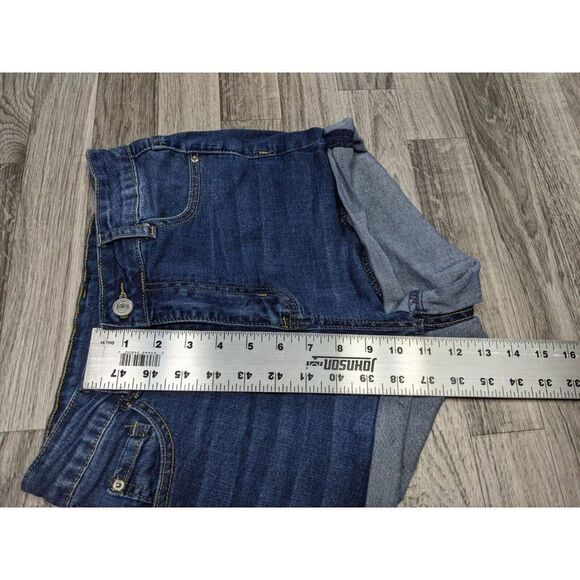 (3/$35) Shein Size Small Cuffed Whiskered High Rise Denim Blue Jean Shorts - Picture 8 of 9